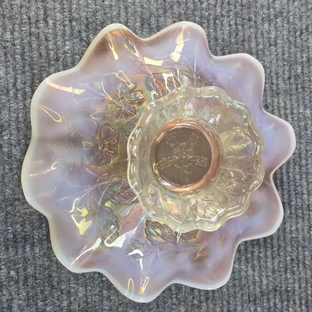 Marigold Carnival Glass Candy Bowl Grapevine Pattern Vintage Home Decoration